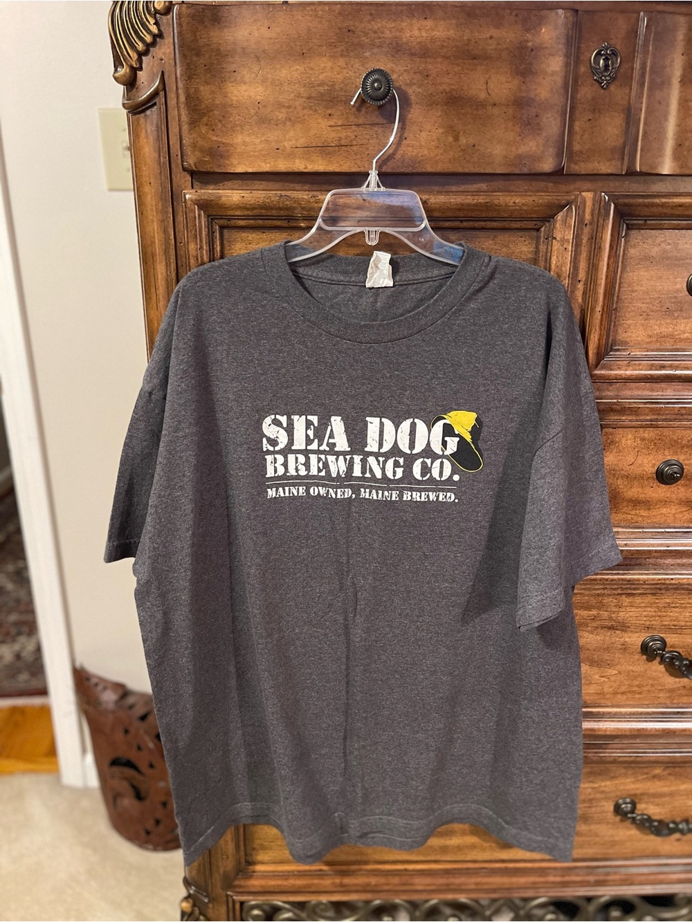 Gildan Charcoal Sea Dog Brewing Co. Logo Tee with Yellow Accent
